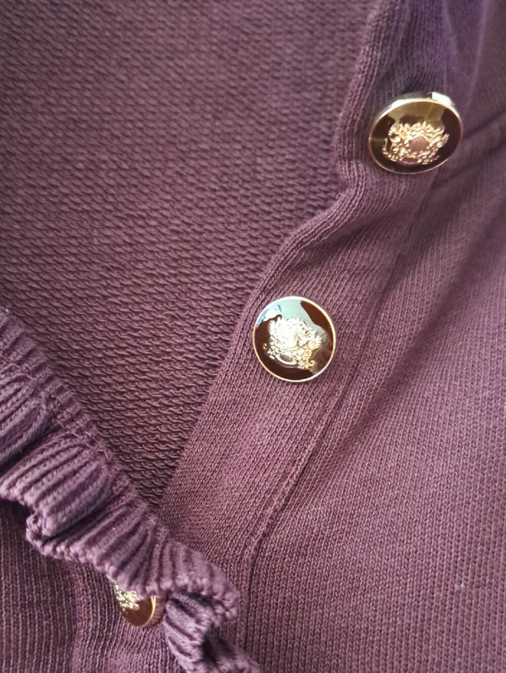 Talbots Ruffled Henley - Plum - Picture 3 of 4